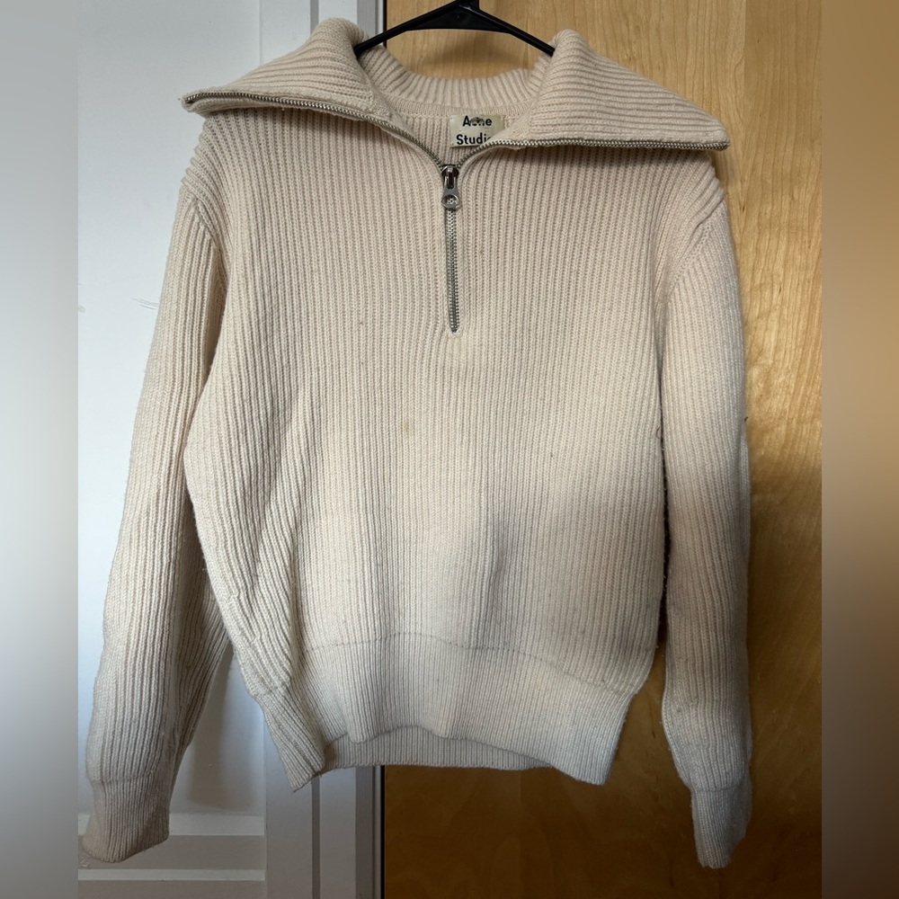Acne studios cream zip sweater xs/s